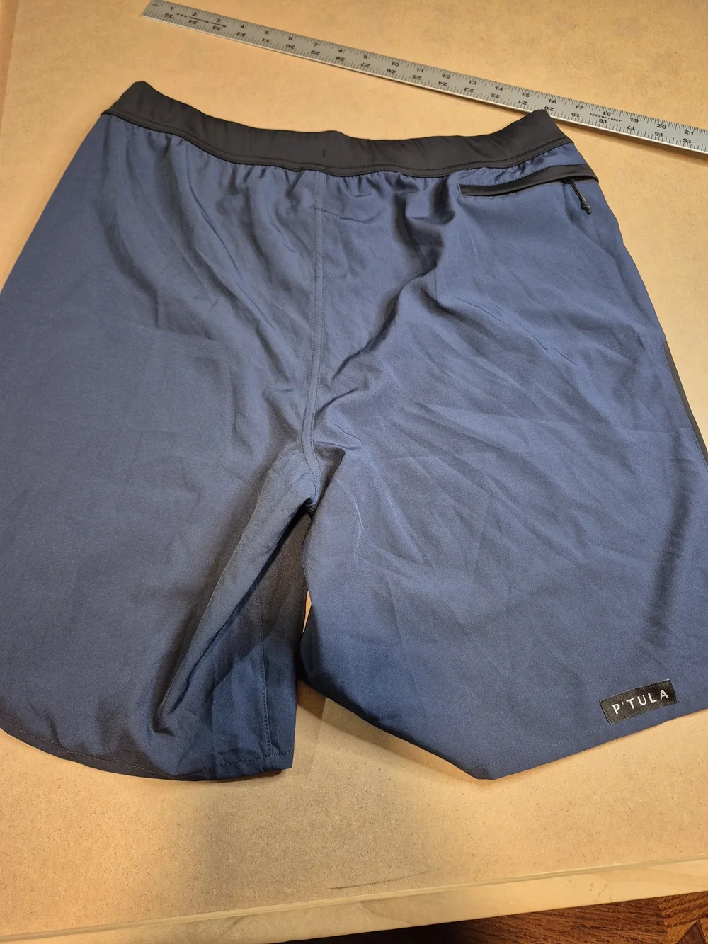 P'tula Navy Athletic Performance Shorts with Black Waistband 4555